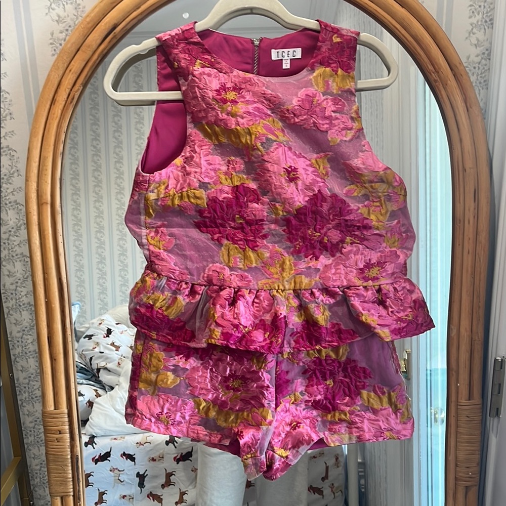 Floral Pink Sleeveless top & shorts set